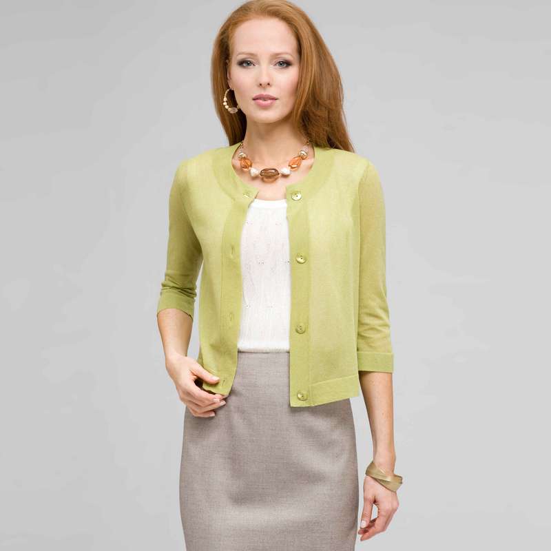 3/4 Sleeve Cardigan, New Dill, large image number 0