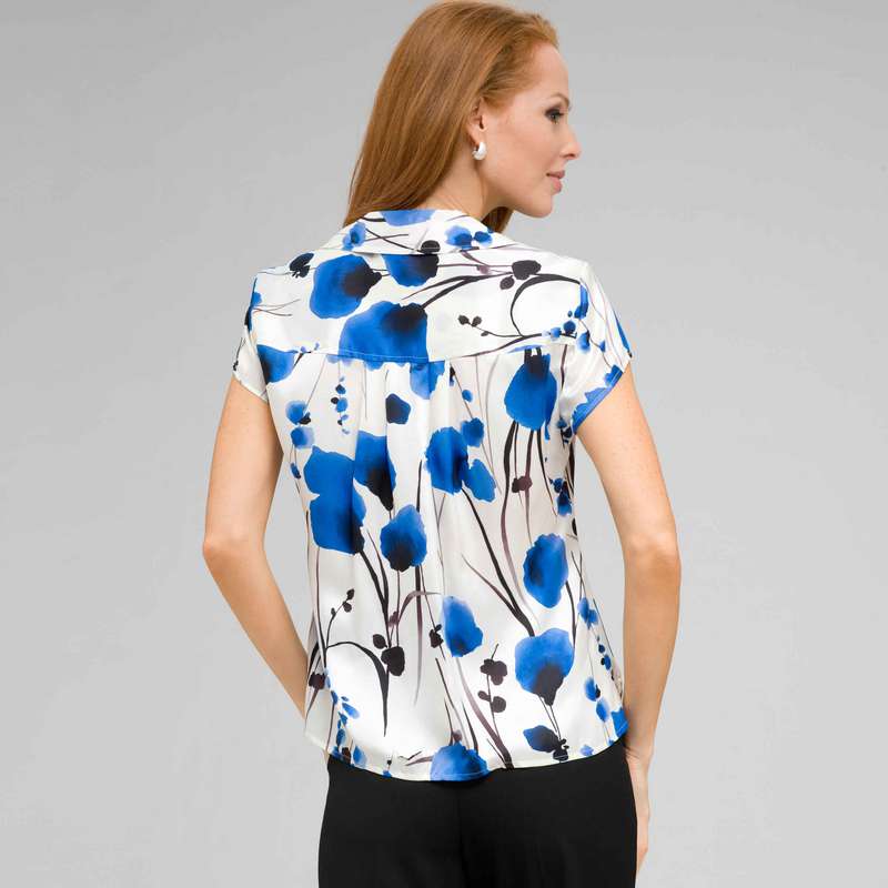 Floral Cap Sleeve Blouse, Ivory Multi, large image number 1